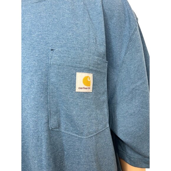 Carhartt Men's Original Fit 2XL Tall Blue T-Shirt Short Sleeve Logo Crew Pocket - Picture 9 of 11